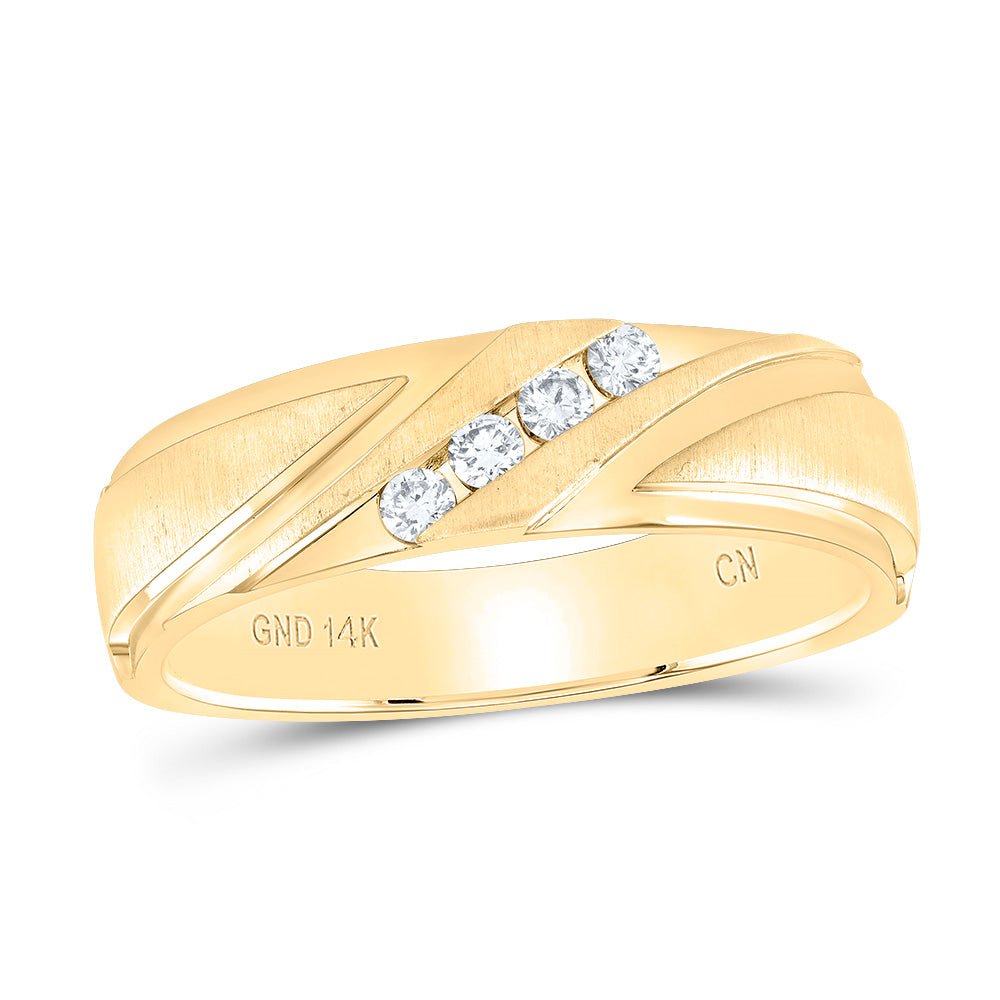 14K Yellow Gold Round Diamond Men's Band 1/6 Cttw - Splendid Jewellery