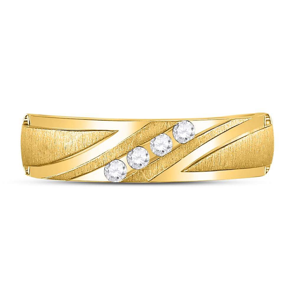 14K Yellow Gold Round Diamond Men's Band 1/6 Cttw - Splendid Jewellery