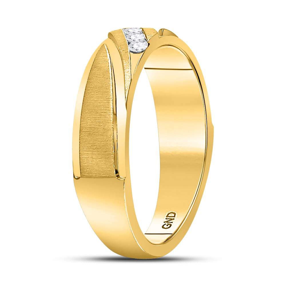 14K Yellow Gold Round Diamond Men's Band 1/6 Cttw - Splendid Jewellery