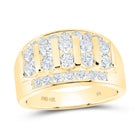 14K Yellow Gold Round Diamond Mens Band 2 Cttw - Splendid Jewellery