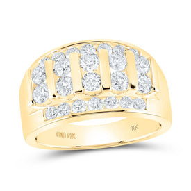 14K Yellow Gold Round Diamond Mens Band 2 Cttw - Splendid Jewellery