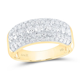14K Yellow Gold Round Diamond Mens Band Ring 2 Cttw - Splendid Jewellery