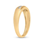 14K Yellow Gold Round Diamond Men's Channel Set Wedding Anniversary Band Ring 1/12 Cttw - Splendid Jewellery