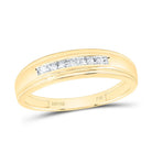14K Yellow Gold Round Diamond Men's Channel Set Wedding Anniversary Band Ring 1/12 Cttw - Splendid Jewellery