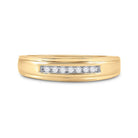 14K Yellow Gold Round Diamond Men's Channel Set Wedding Anniversary Band Ring 1/12 Cttw - Splendid Jewellery