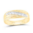 14K Yellow Gold Round Diamond Men's Channel Set Wedding Anniversary Band Ring 1/4 Cttw - Splendid Jewellery