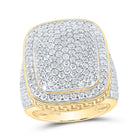 14K Yellow Gold Round Diamond Mens Cushion Cluster Ring 5 Cttw - Splendid Jewellery
