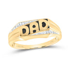 14K Yellow Gold Round Diamond Mens Dad Father Band Ring . 0.01 Cttw - Splendid Jewellery