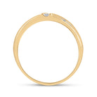 14K Yellow Gold Round Diamond Men's Double Cross Wedding Band Ring 1/20 Cttw - Splendid Jewellery