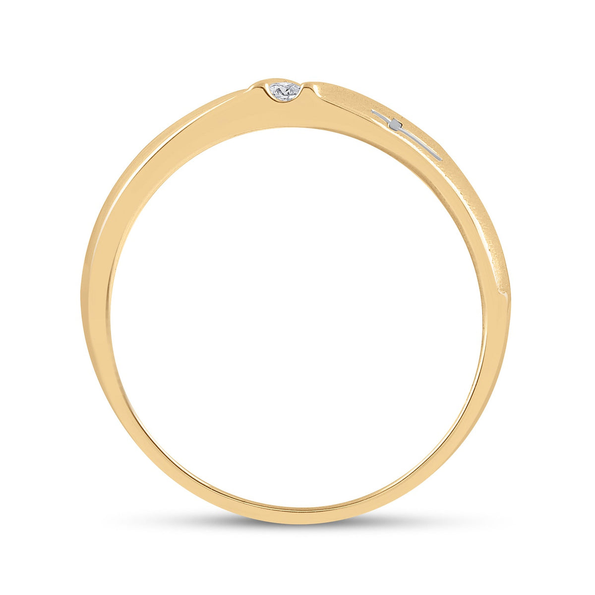 14K Yellow Gold Round Diamond Men's Double Cross Wedding Band Ring 1/20 Cttw - Splendid Jewellery
