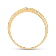 Load image into Gallery viewer, 14K Yellow Gold Round Diamond Men's Double Cross Wedding Band Ring 1/20 Cttw - Splendid Jewellery