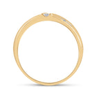 14K Yellow Gold Round Diamond Men's Double Cross Wedding Band Ring 1/20 Cttw - Splendid Jewellery