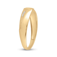 Load image into Gallery viewer, 14K Yellow Gold Round Diamond Men's Double Cross Wedding Band Ring 1/20 Cttw - Splendid Jewellery