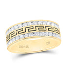 14K Yellow Gold Round Diamond Men's Double Row Grecco Greek Key Wedding Band 1 Cttw - Splendid Jewellery