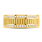 14K Yellow Gold Round Diamond Men's Double Row Matte Textured Wedding Band Ring 1/3 Cttw - Splendid Jewellery