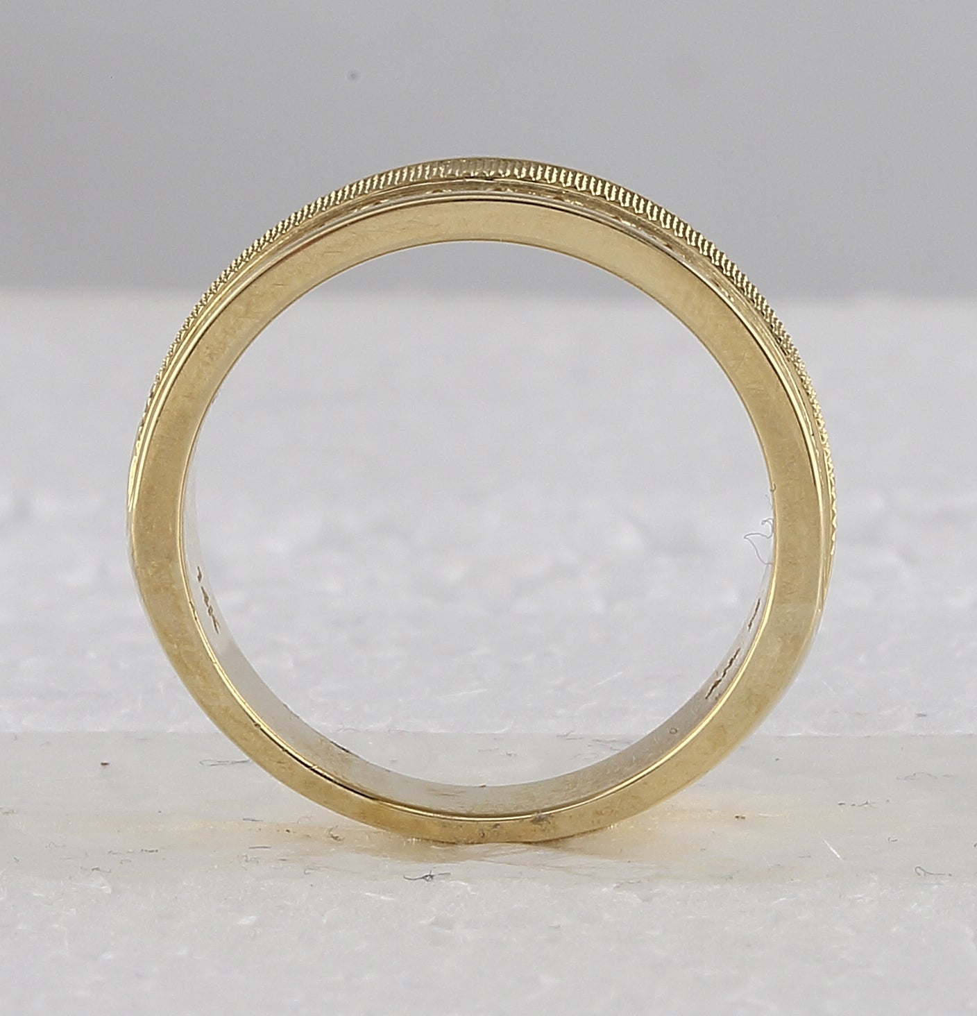 14K Yellow Gold Round Diamond Men's Double Row Textured Wedding Band Ring 1 Cttw - Splendid Jewellery
