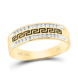14K Yellow Gold Round Diamond Men's Grecco Wedding Band Ring 1/4 Cttw - Splendid Jewellery