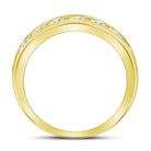 14K Yellow Gold Round Diamond Men's Machine Set Wedding Channel Band Ring 1 1 1/2 Cttw - Splendid Jewellery