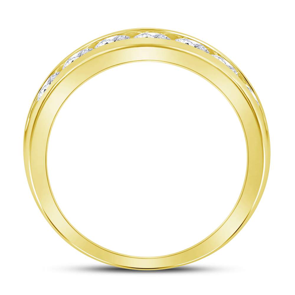 14K Yellow Gold Round Diamond Men's Machine Set Wedding Channel Band Ring 1 1 1/2 Cttw - Splendid Jewellery
