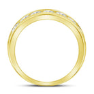 14K Yellow Gold Round Diamond Men's Machine Set Wedding Channel Band Ring 1 1 1/2 Cttw - Splendid Jewellery
