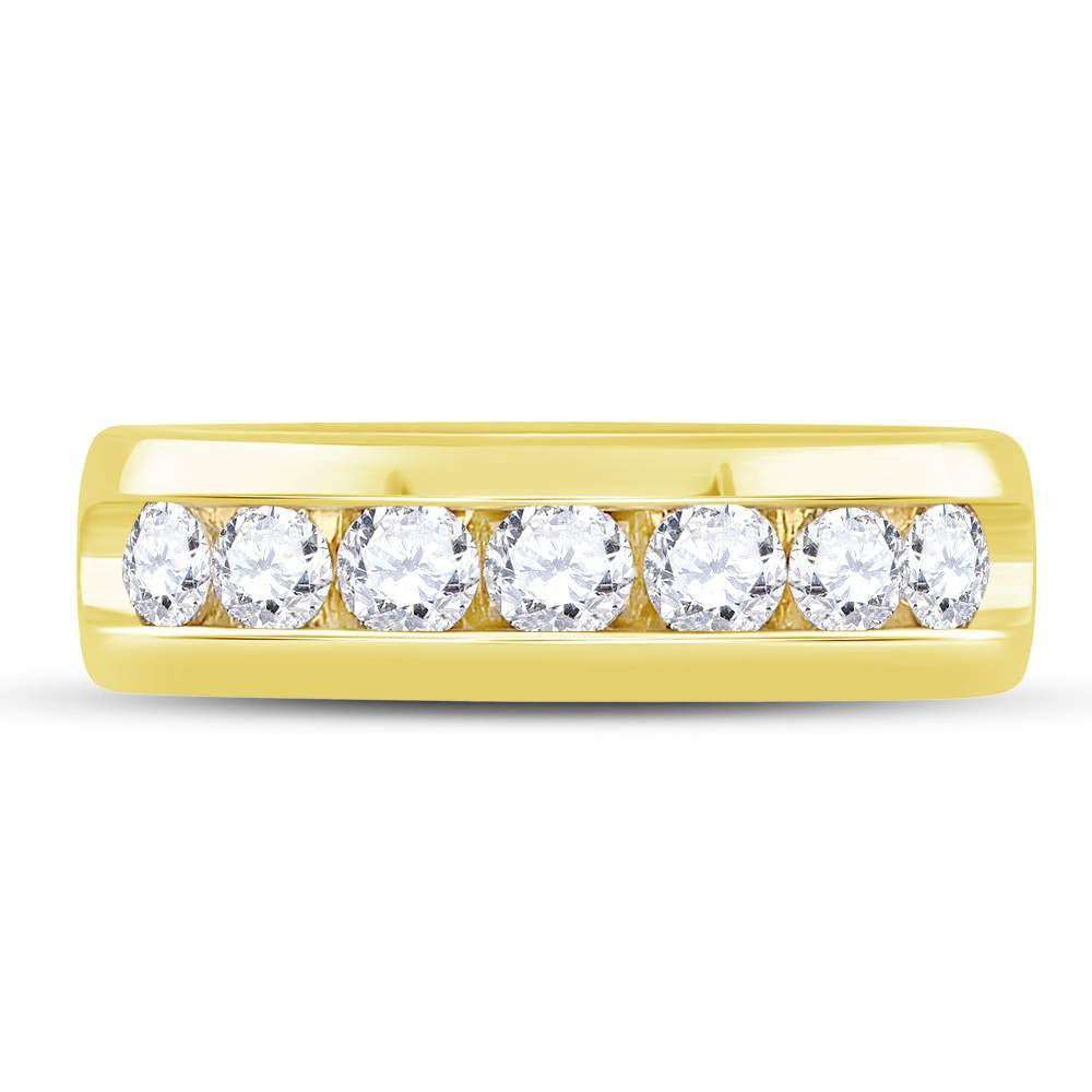 14K Yellow Gold Round Diamond Men's Machine Set Wedding Channel Band Ring 1 1 1/2 Cttw - Splendid Jewellery