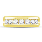 14K Yellow Gold Round Diamond Men's Machine Set Wedding Channel Band Ring 1 1 1/2 Cttw - Splendid Jewellery