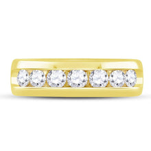 Load image into Gallery viewer, 14K Yellow Gold Round Diamond Men's Machine Set Wedding Channel Band Ring 1 1 1/2 Cttw - Splendid Jewellery