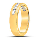 14K Yellow Gold Round Diamond Men's Machine Set Wedding Channel Band Ring 1/4 Cttw - Splendid Jewellery