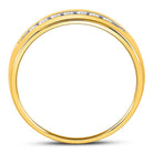 14K Yellow Gold Round Diamond Men's Machine Set Wedding Channel Band Ring 1/4 Cttw - Splendid Jewellery