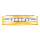 14K Yellow Gold Round Diamond Men's Machine Set Wedding Channel Band Ring 1/4 Cttw - Splendid Jewellery