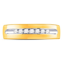 Load image into Gallery viewer, 14K Yellow Gold Round Diamond Men's Machine Set Wedding Channel Band Ring 1/4 Cttw - Splendid Jewellery