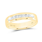 14K Yellow Gold Round Diamond Men's Machine Set Wedding Channel Band Ring 1/4 Cttw - Splendid Jewellery