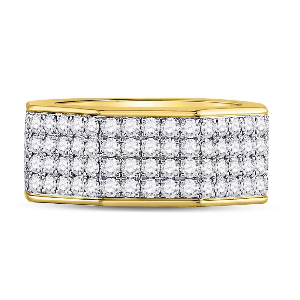 14K Yellow Gold Round Diamond Mens Octagon Nut Band Ring 2 - 2 3/4 Cttw - Splendid Jewellery