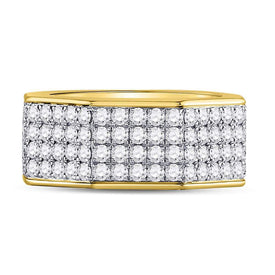14K Yellow Gold Round Diamond Mens Octagon Nut Band Ring 2 - 2 3/4 Cttw - Splendid Jewellery
