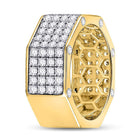 14K Yellow Gold Round Diamond Mens Octagon Nut Band Ring 2 - 2 3/4 Cttw - Splendid Jewellery
