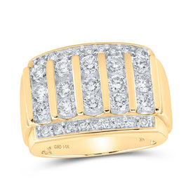 14K Yellow Gold Round Diamond Mens Ring 3 Cttw - Splendid Jewellery