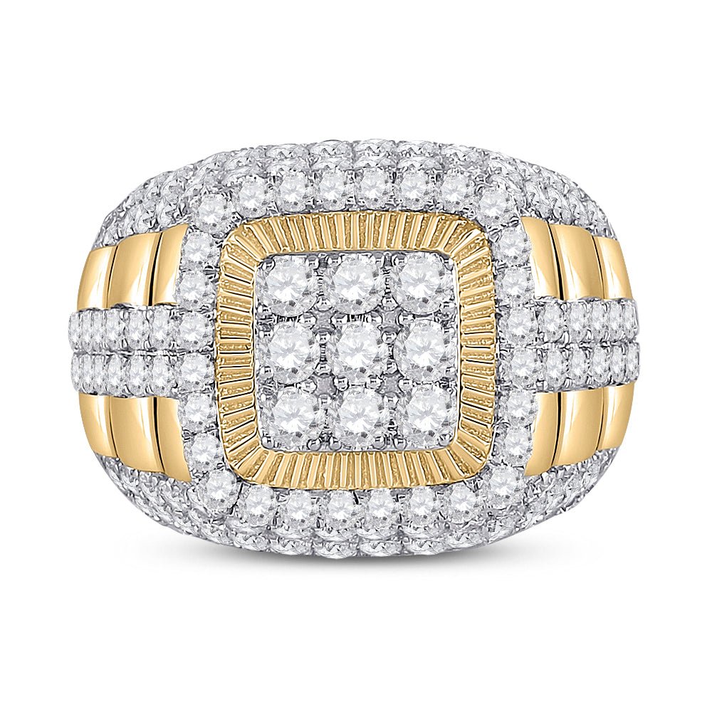 14K Yellow Gold Round Diamond Mens Ring 5 Cttw - Splendid Jewellery