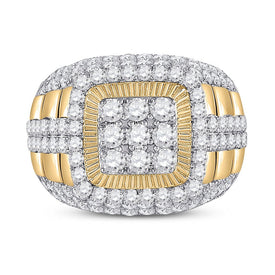 14K Yellow Gold Round Diamond Mens Ring 5 Cttw - Splendid Jewellery