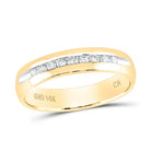 14K Yellow Gold Round Diamond Men's Single Row Channel Set Wedding Band Ring 1/4 Cttw - Splendid Jewellery