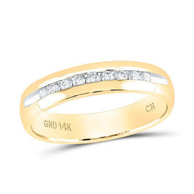 14K Yellow Gold Round Diamond Men's Single Row Channel Set Wedding Band Ring 1/4 Cttw - Splendid Jewellery