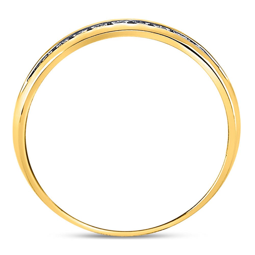 14K Yellow Gold Round Diamond Men's Single Row Channel Set Wedding Band Ring 1/4 Cttw - Splendid Jewellery