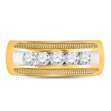 Load image into Gallery viewer, 14K Yellow Gold Round Diamond Men's Single Row Textured Wedding Band Ring 1 Cttw - Splendid Jewellery