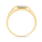 14K Yellow Gold Round Diamond Mens Square Cluster Ring 1/4 Cttw - Splendid Jewellery