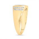 14K Yellow Gold Round Diamond Mens Square Cluster Ring 1/4 Cttw - Splendid Jewellery