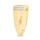 14K Yellow Gold Round Diamond Mens Square Cluster Ring 1/4 Cttw - Splendid Jewellery