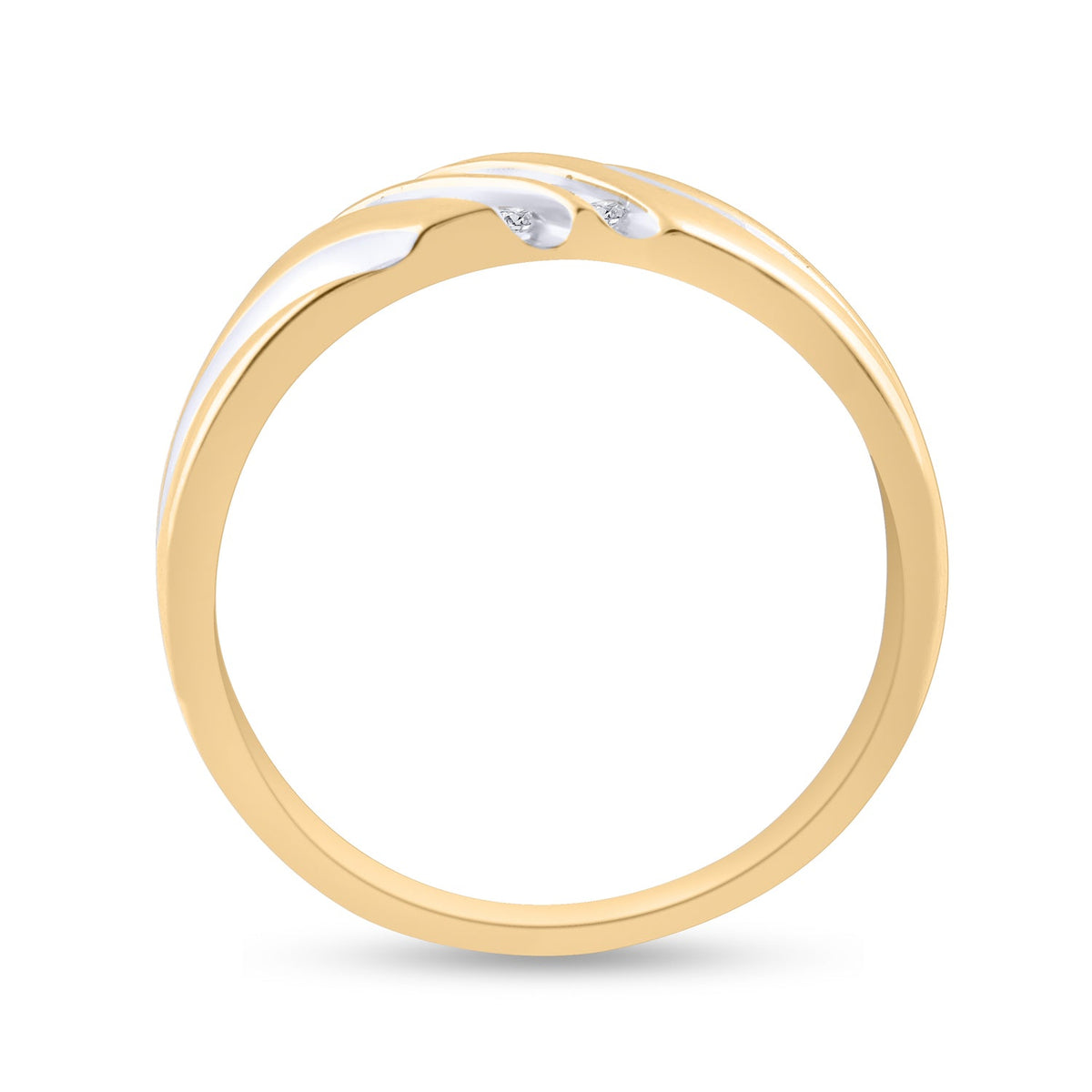 14K Yellow Gold Round Diamond Men's Wedding Band Ring 1/8 Cttw - Splendid Jewellery