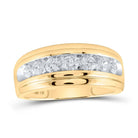 14K Yellow Gold Round Diamond Men's Wedding Channel Set Band Ring 1 Cttw - Splendid Jewellery