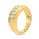 14K Yellow Gold Round Diamond Men's Wedding Channel Set Band Ring 1/2 Cttw - Splendid Jewellery