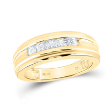 Load image into Gallery viewer, 14K Yellow Gold Round Diamond Men's Wedding Channel Set Band Ring 1/4 Cttw - Splendid Jewellery