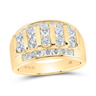 14K Yellow Gold Round Diamond Men's Wedding Channel Set Band Ring 2 Cttw - Splendid Jewellery